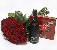 משלוח פרחים לחו"ל-ורדים שוקולד ויין